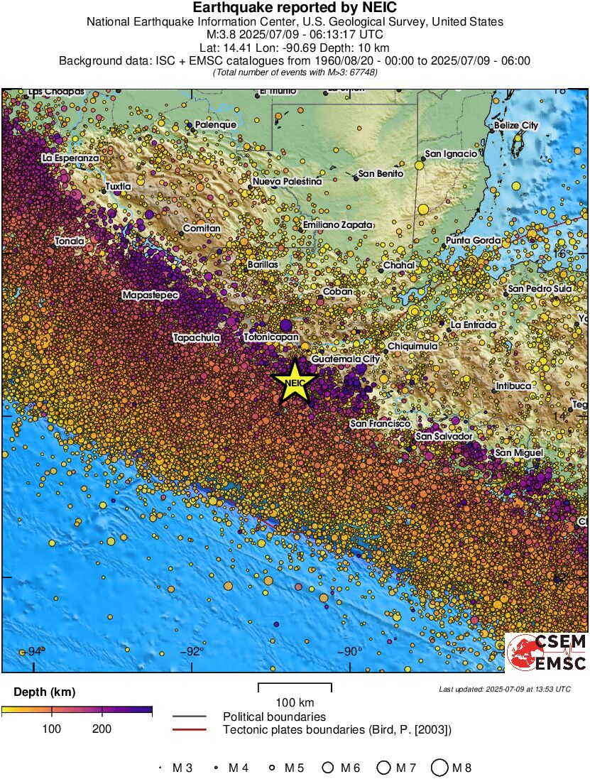 regional depth historical seismicity