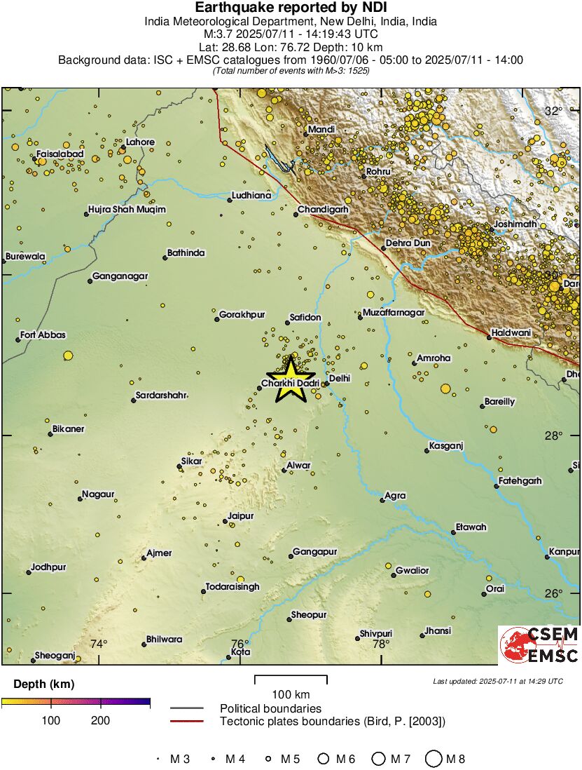 regional depth historical seismicity