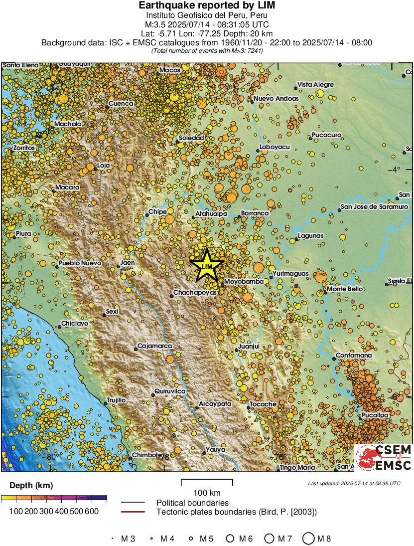 regional depth historical seismicity