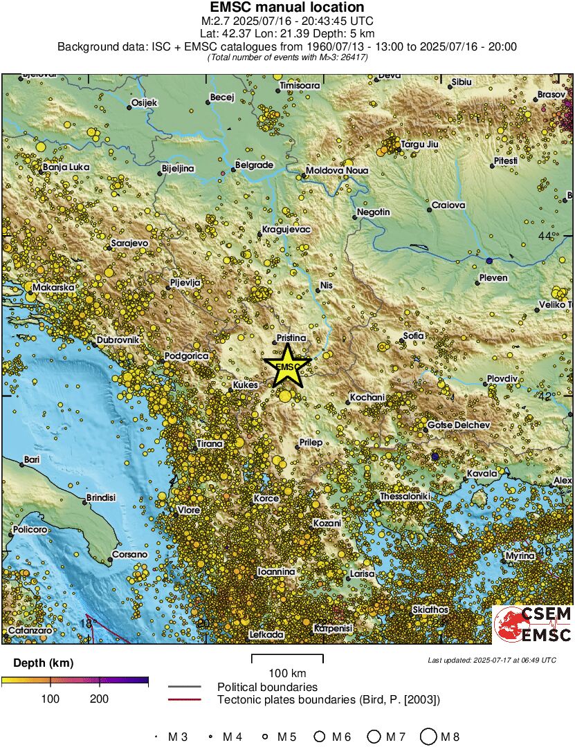 regional depth historical seismicity