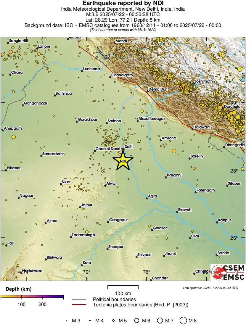 regional depth historical seismicity