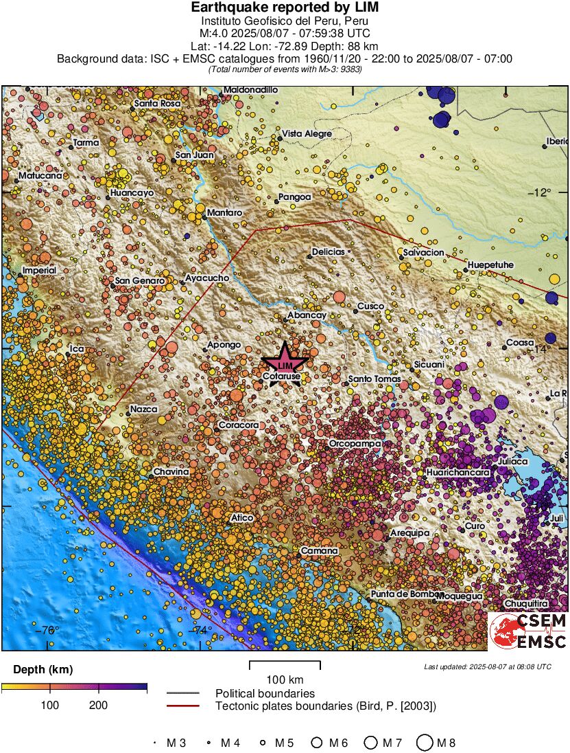 regional depth historical seismicity