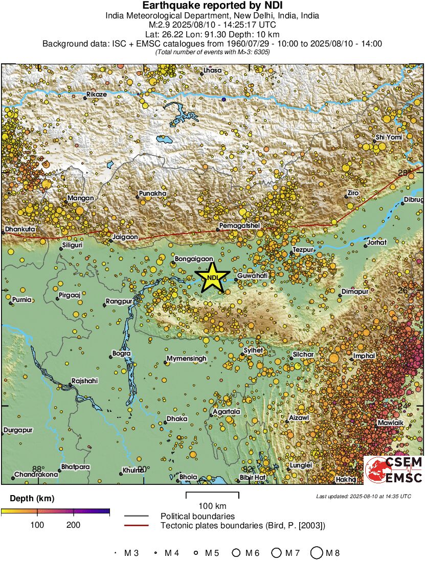 regional depth historical seismicity