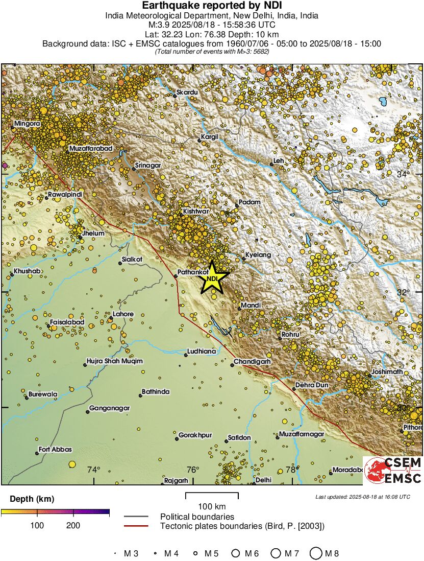 regional depth historical seismicity