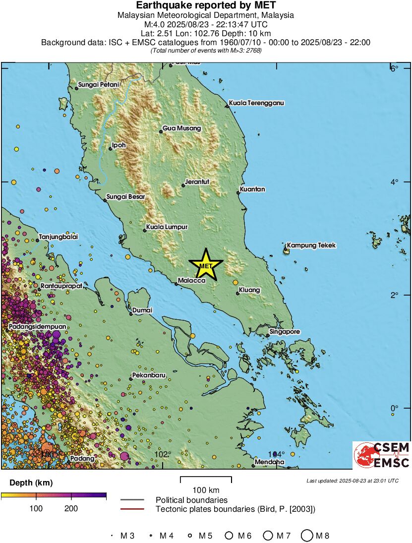 regional depth historical seismicity