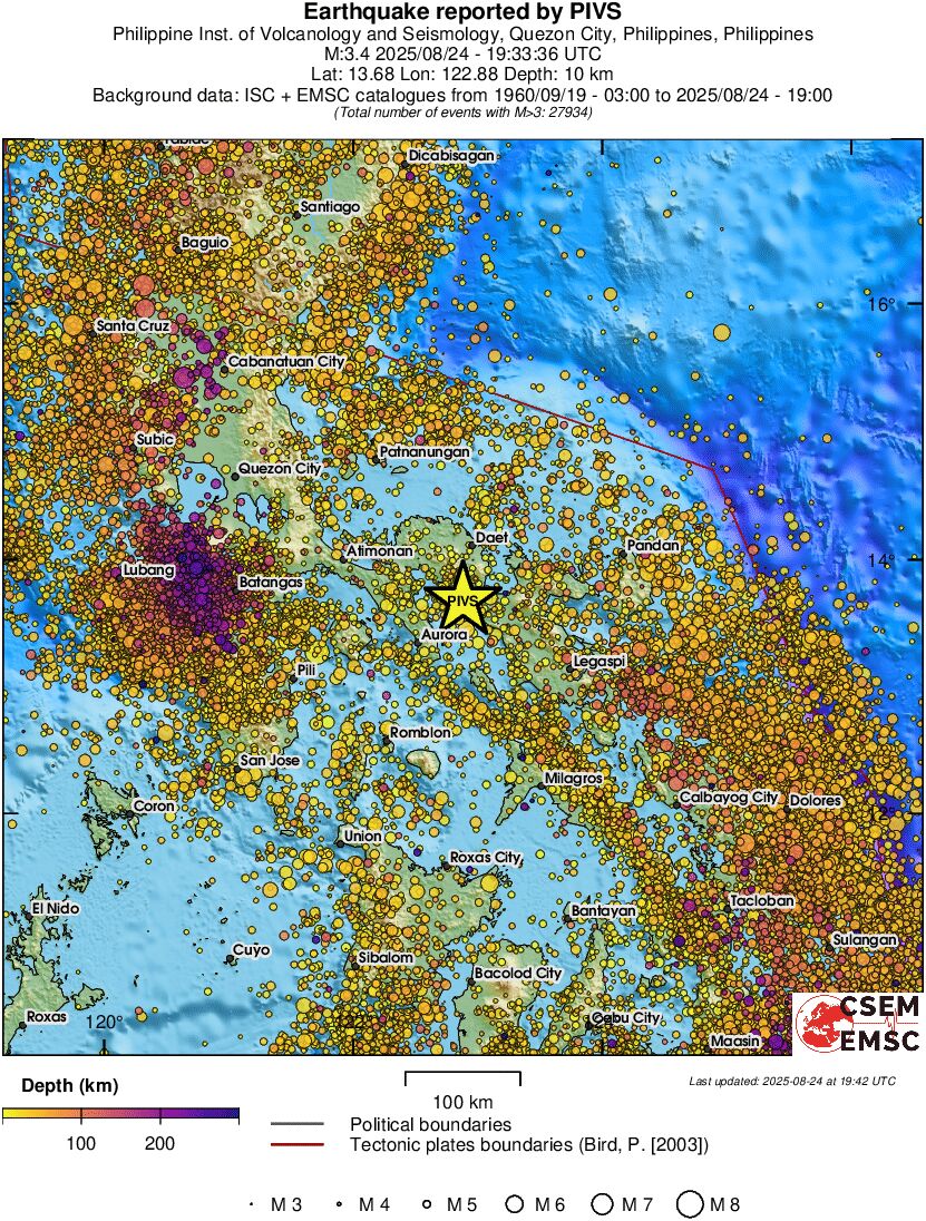 regional depth historical seismicity