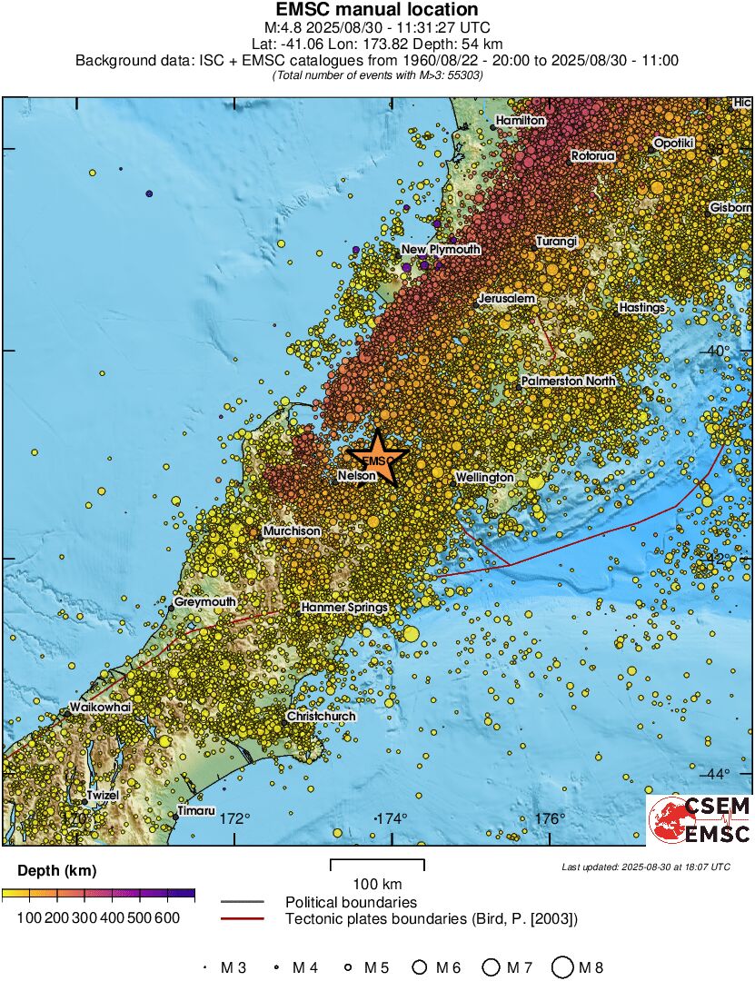 regional depth historical seismicity