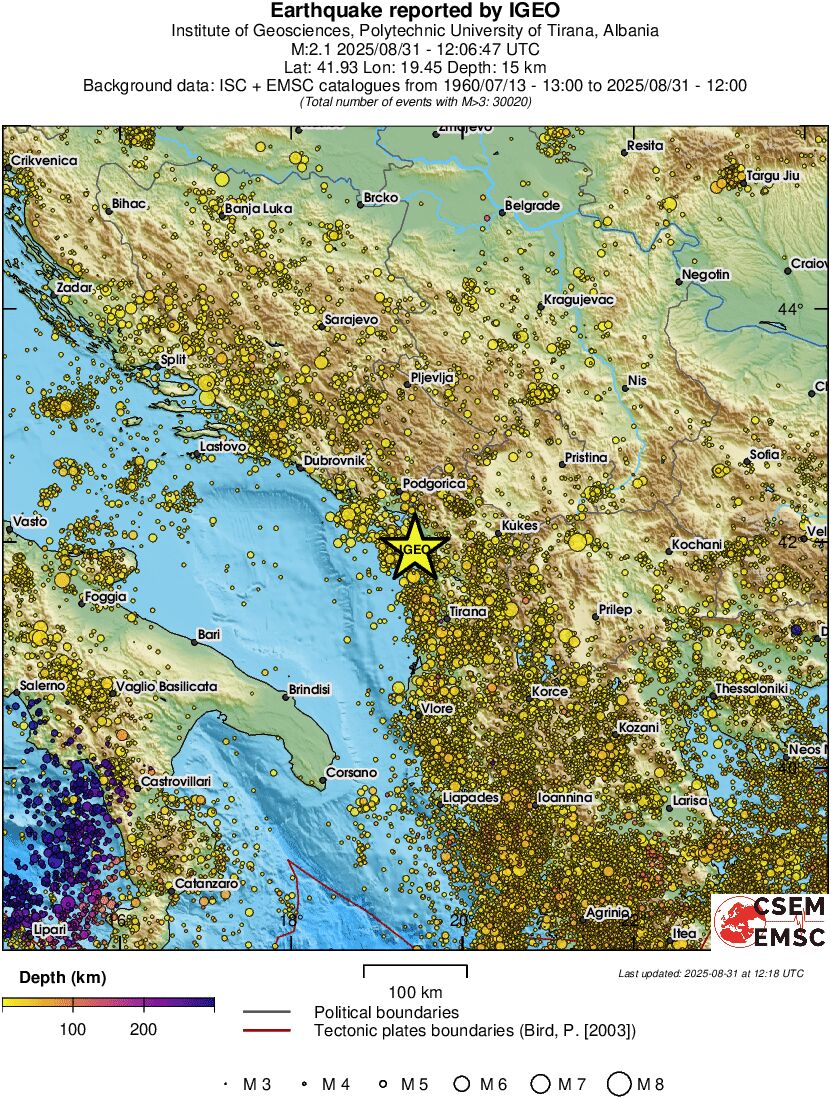 regional depth historical seismicity