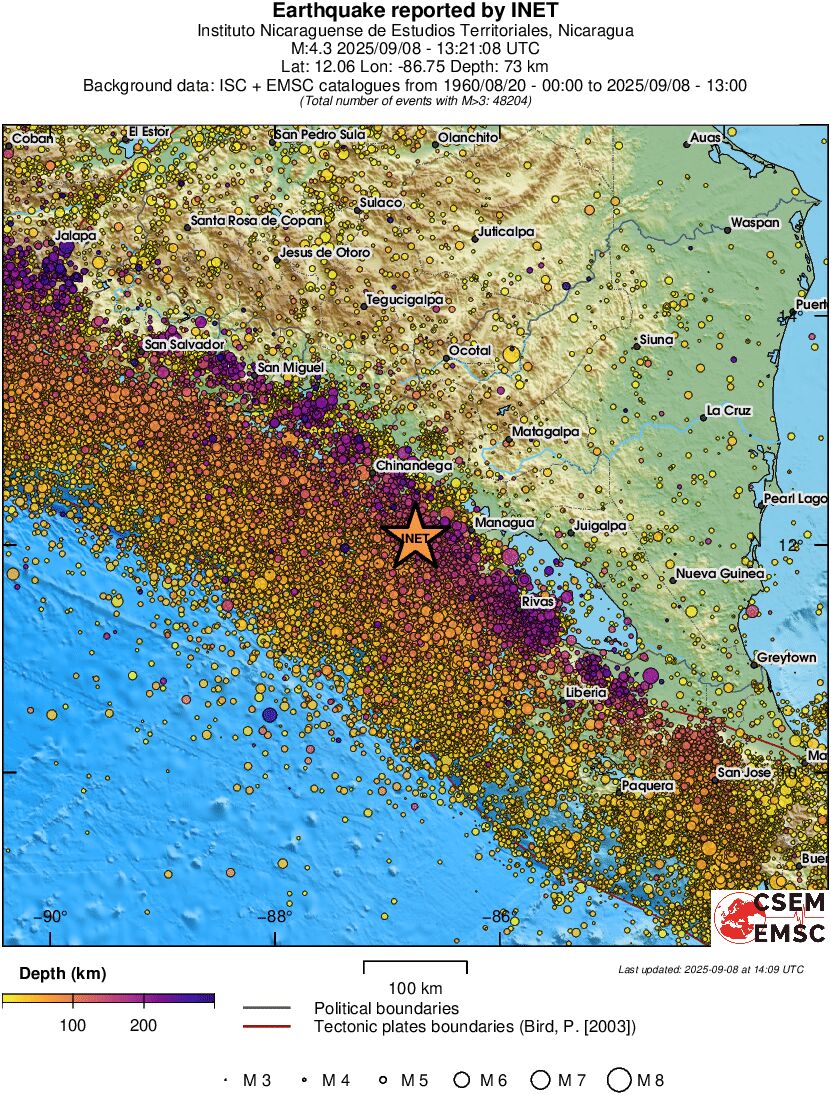 regional depth historical seismicity