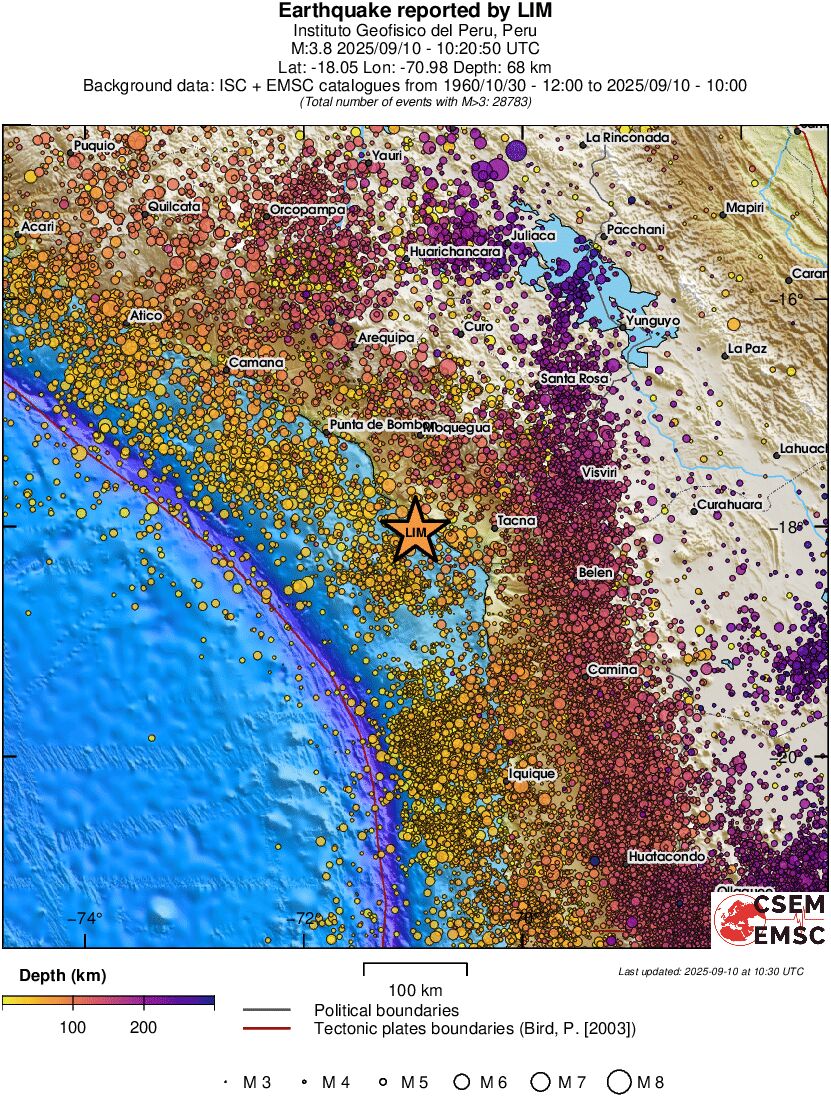 regional depth historical seismicity