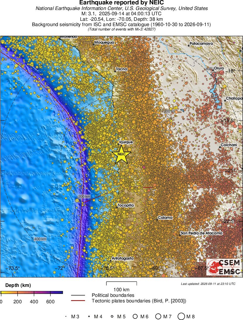 regional depth historical seismicity