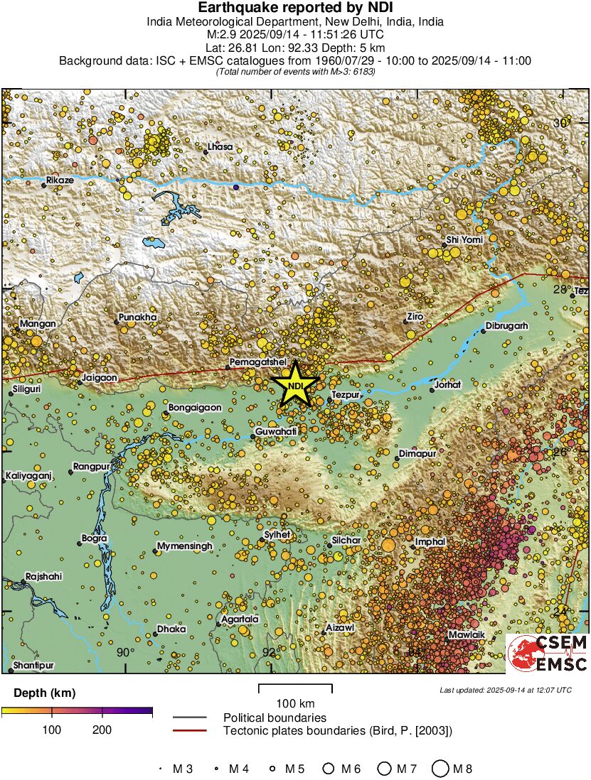 regional depth historical seismicity
