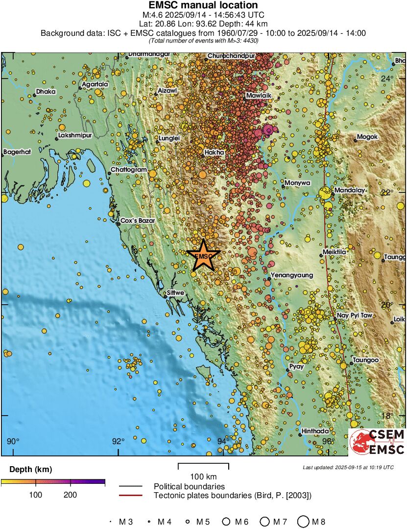 regional depth historical seismicity