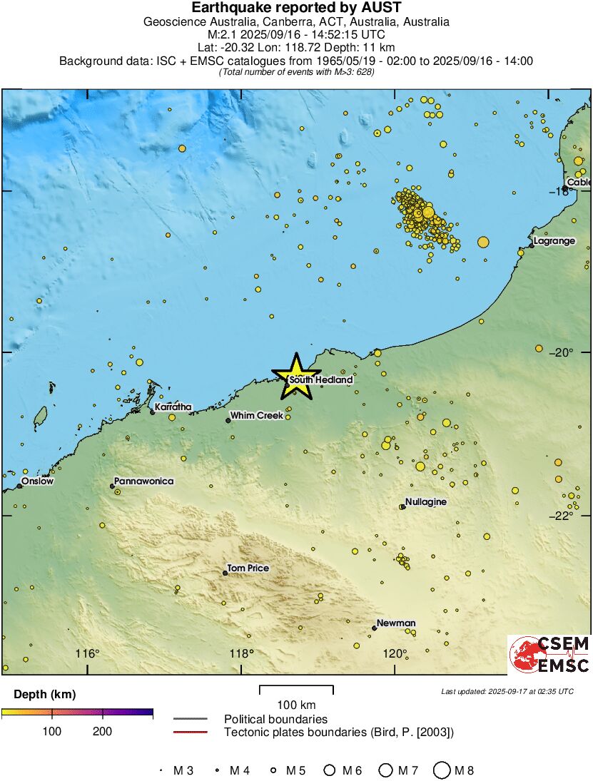regional depth historical seismicity