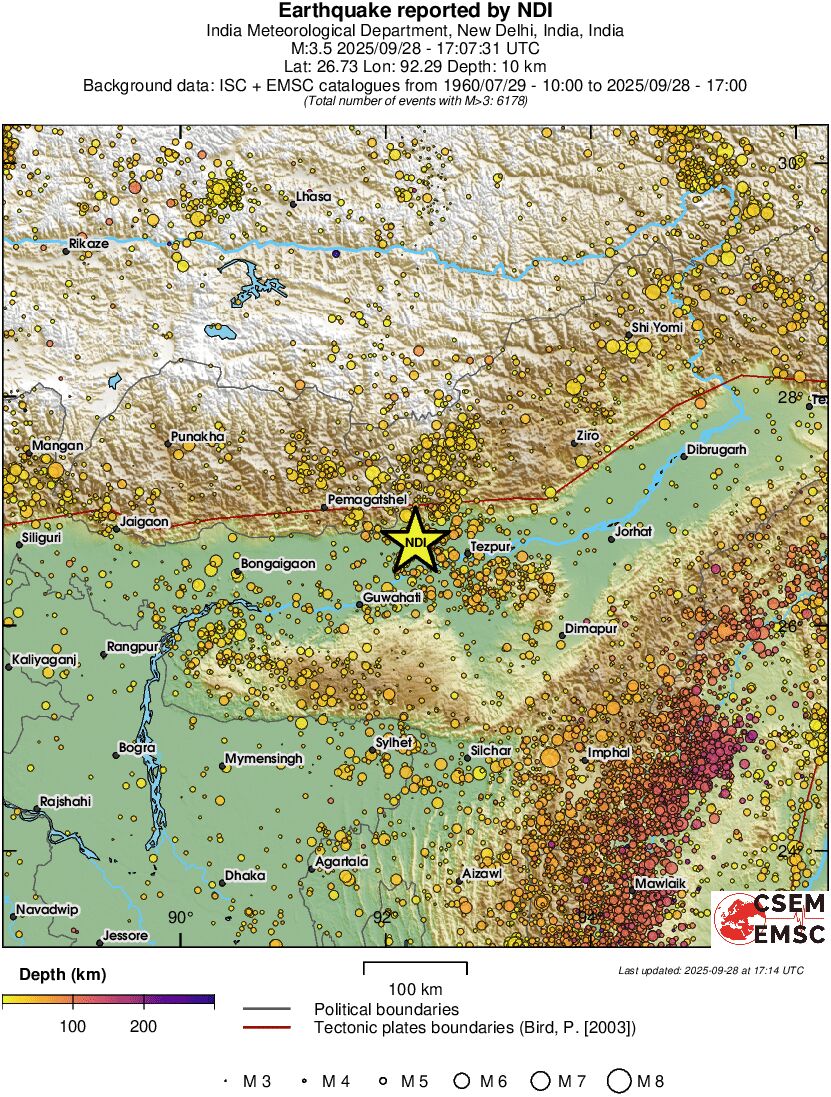 regional depth historical seismicity