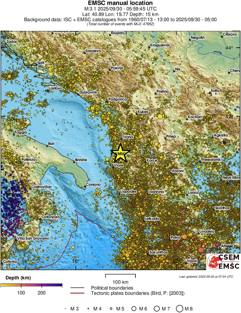 regional depth historical seismicity