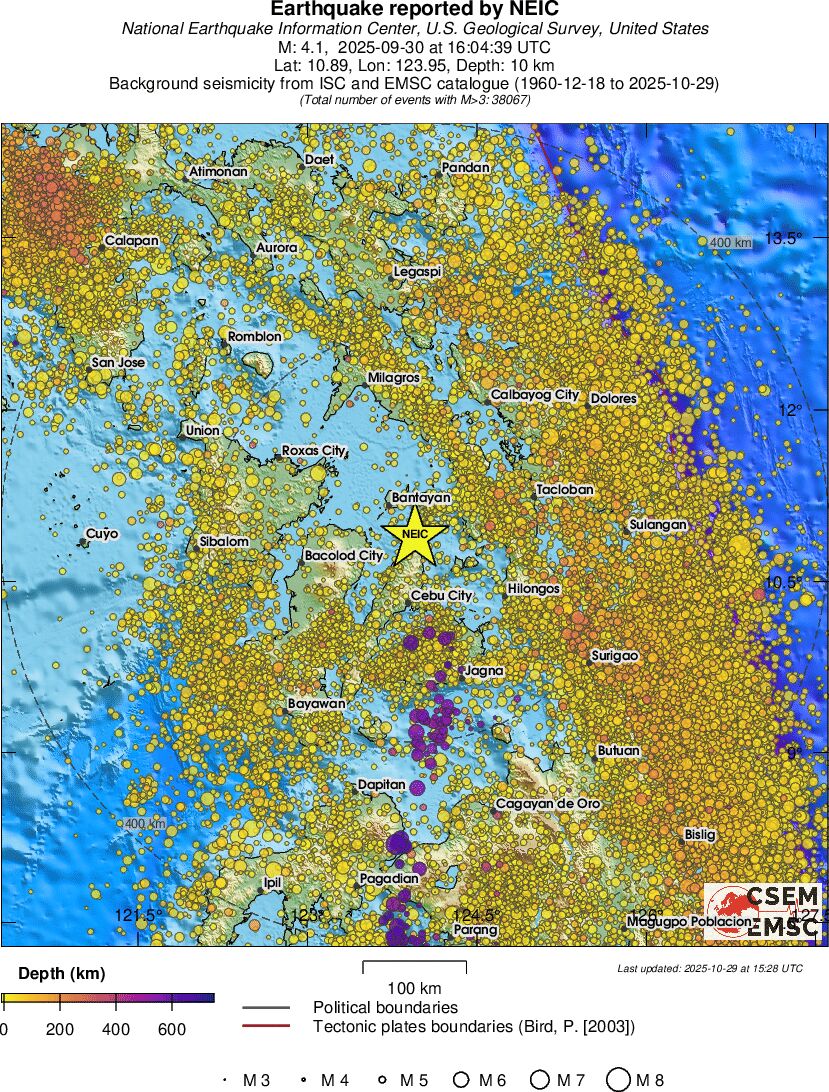 regional depth historical seismicity