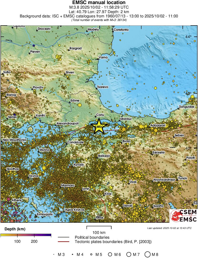 regional depth historical seismicity