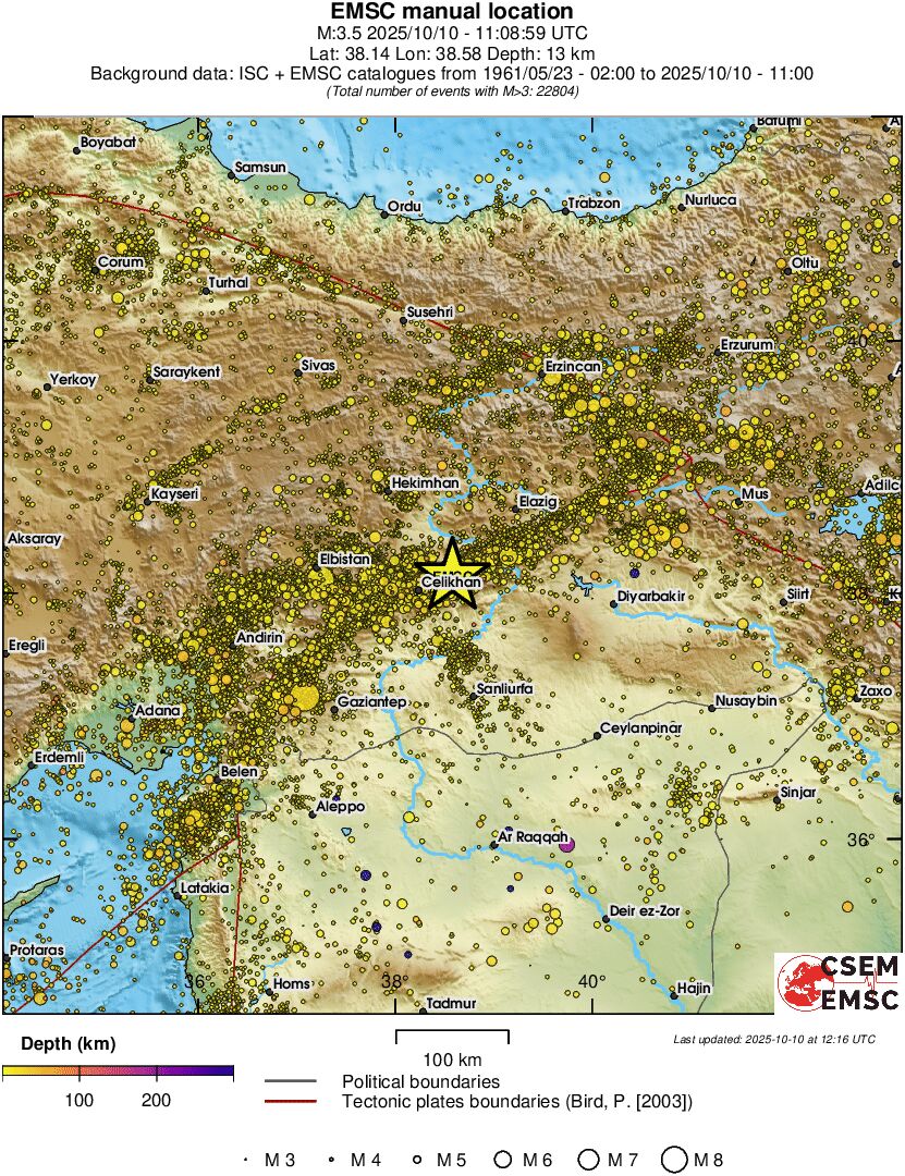 regional depth historical seismicity