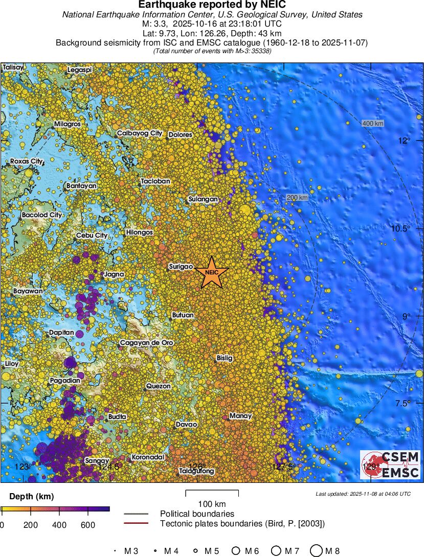 regional depth historical seismicity