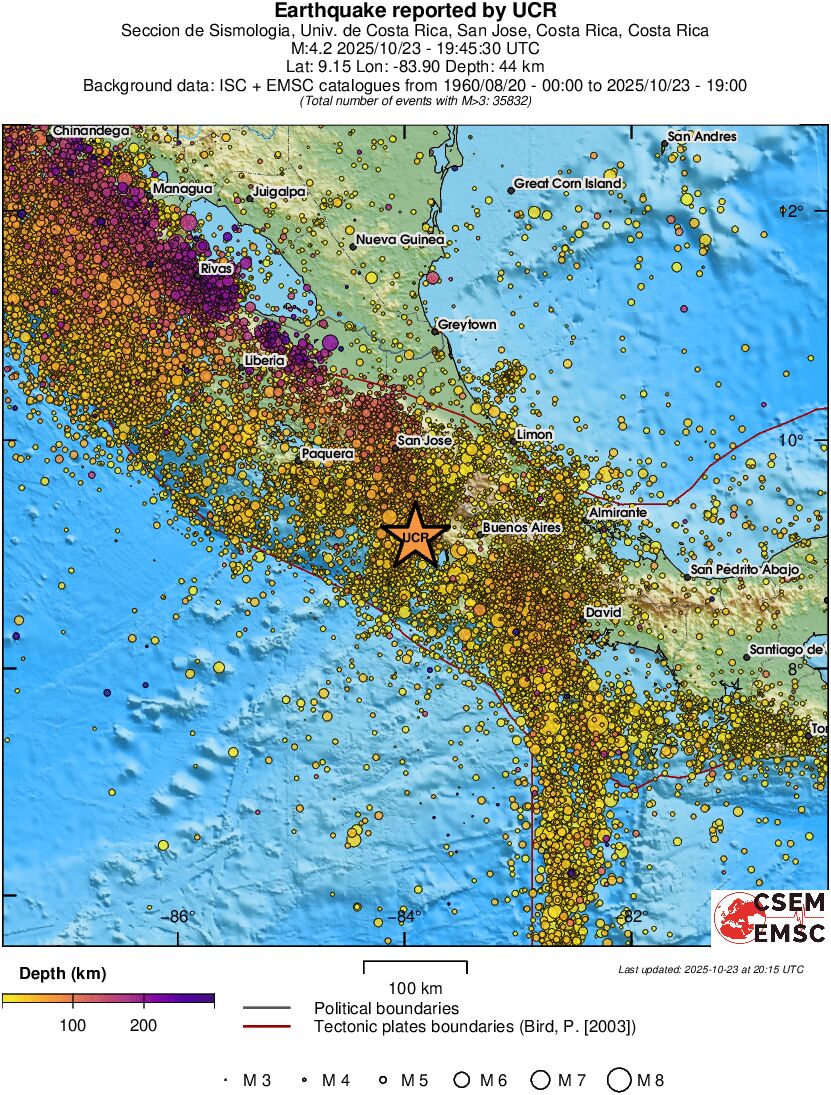 regional depth historical seismicity