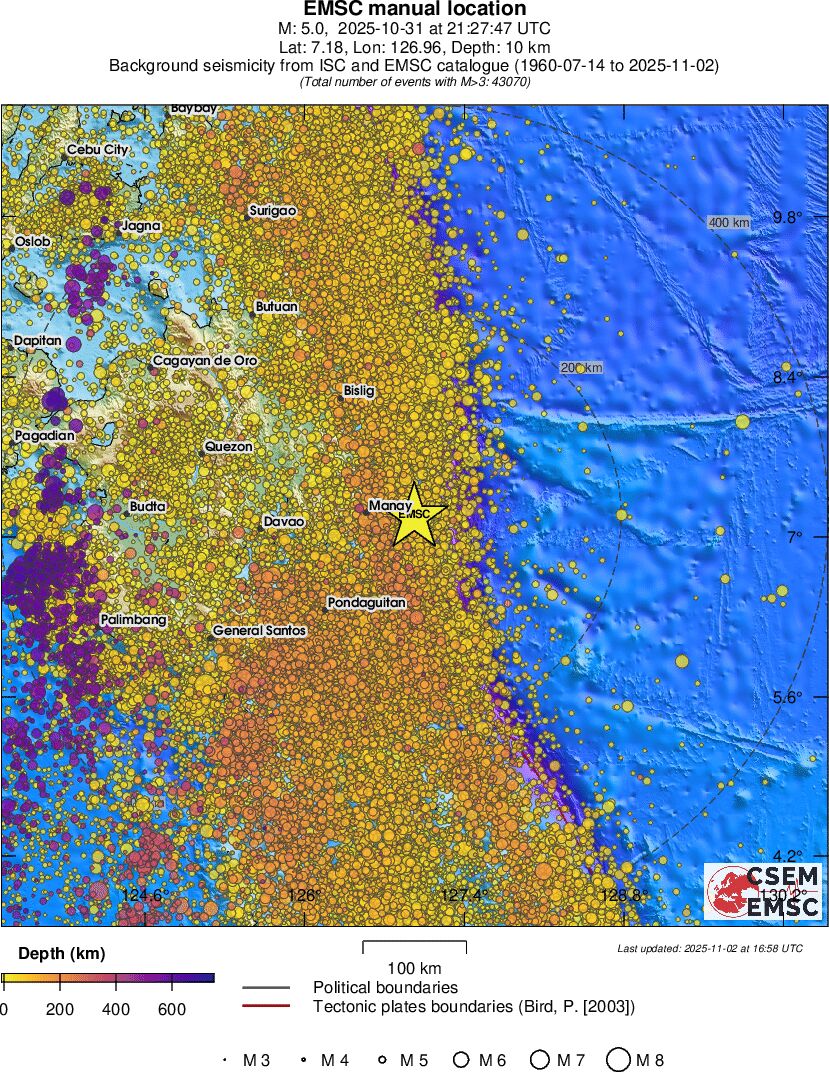 regional depth historical seismicity
