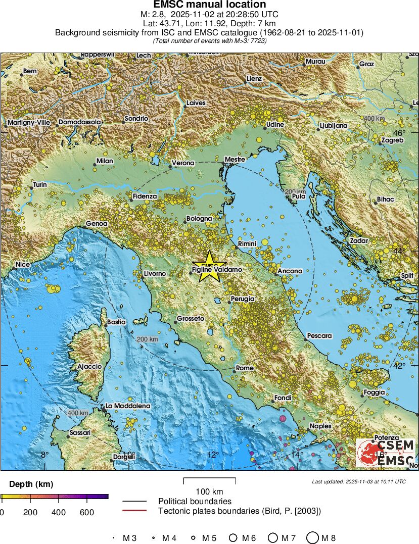 regional depth historical seismicity