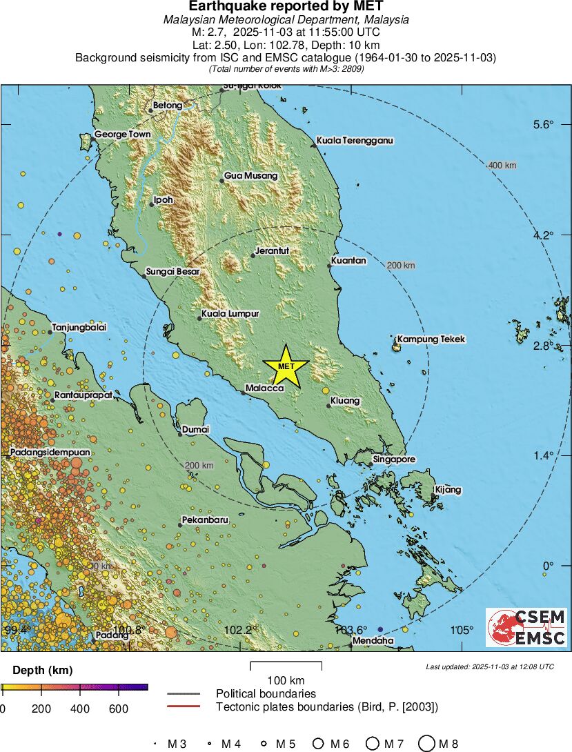 regional depth historical seismicity
