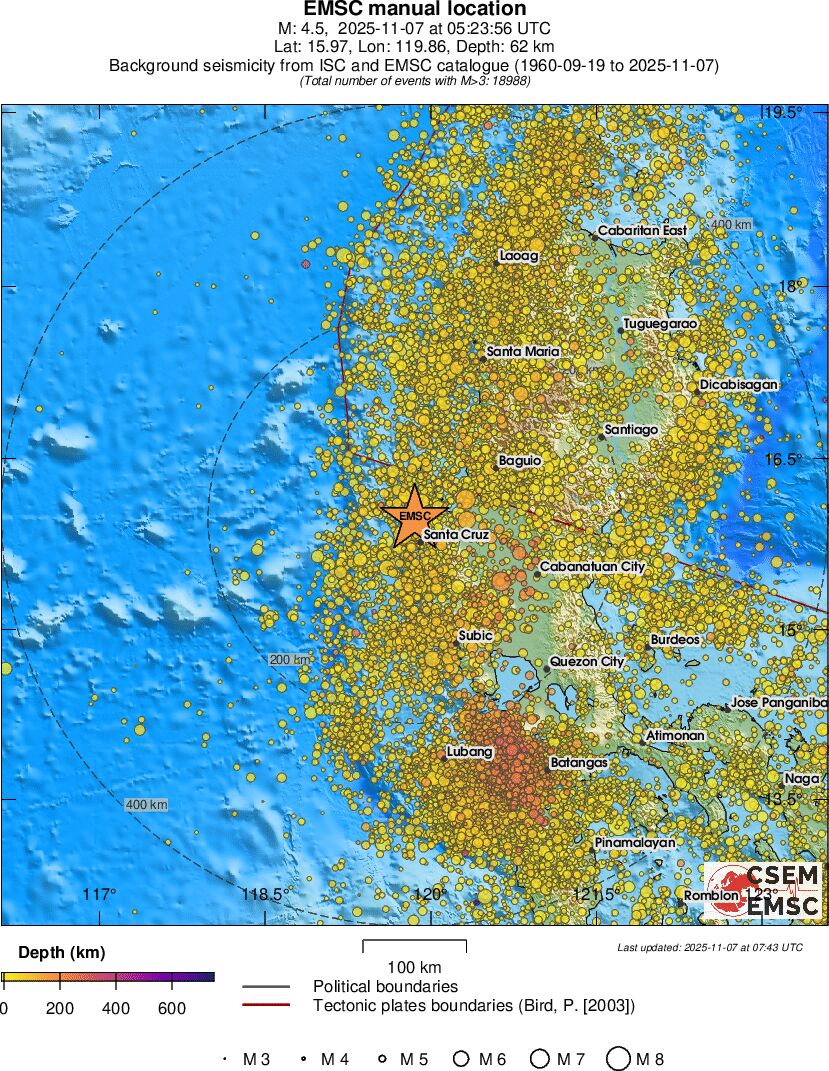 regional depth historical seismicity