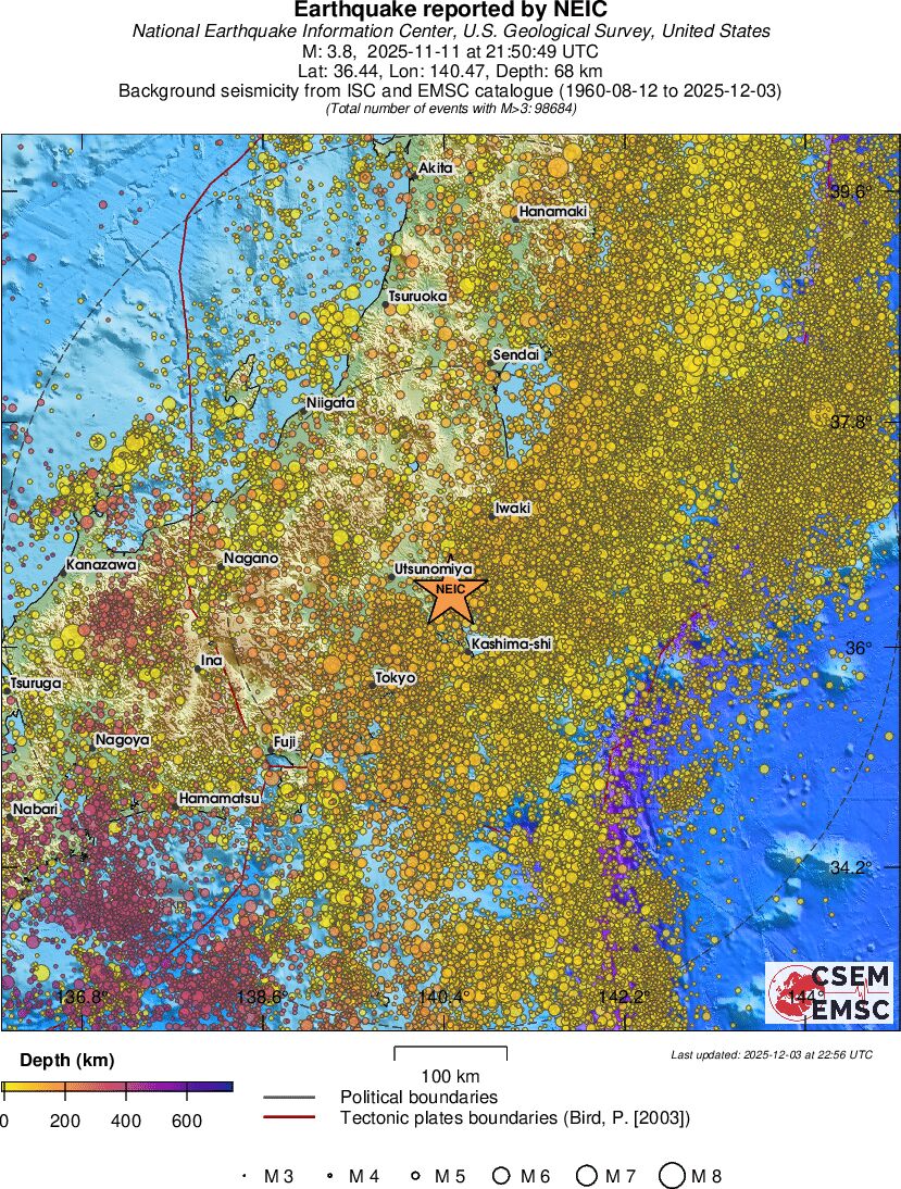 regional depth historical seismicity