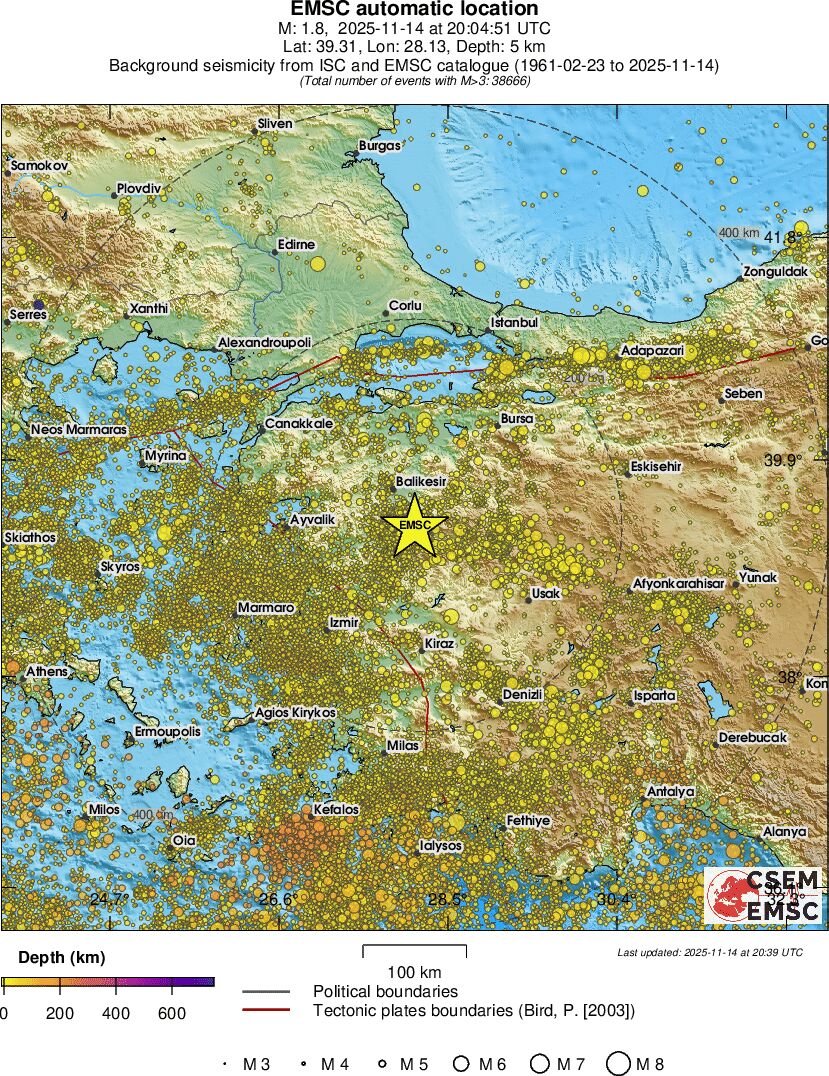 regional depth historical seismicity
