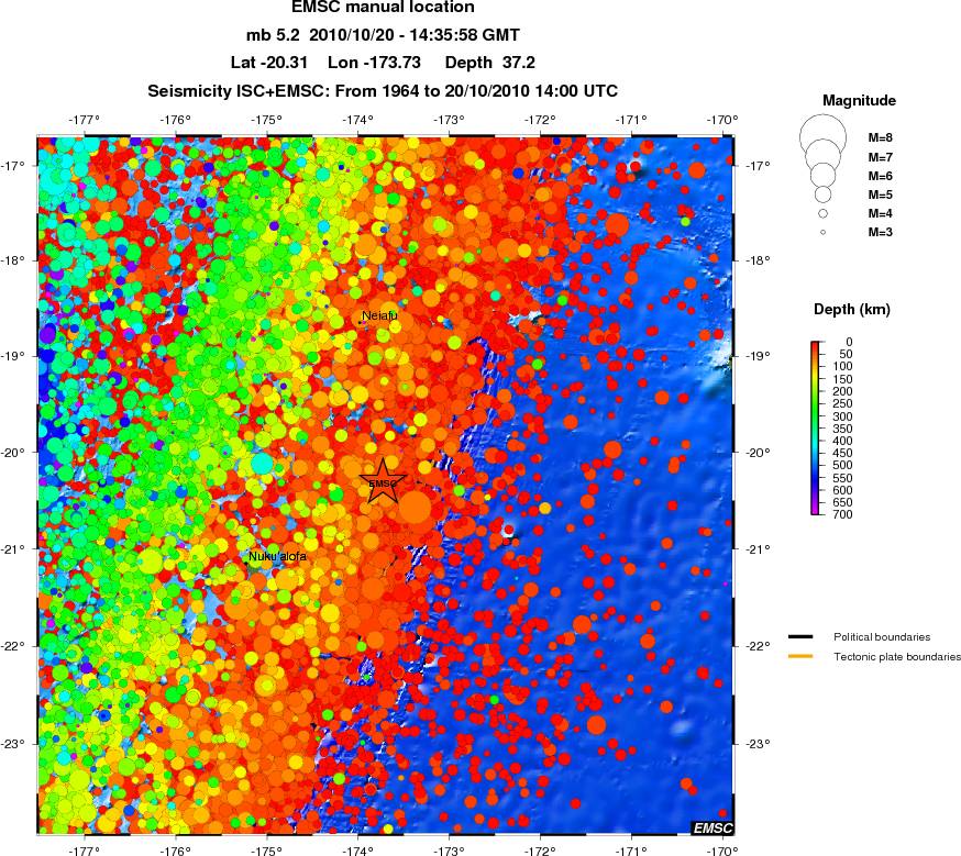 regional depth historical seismicity