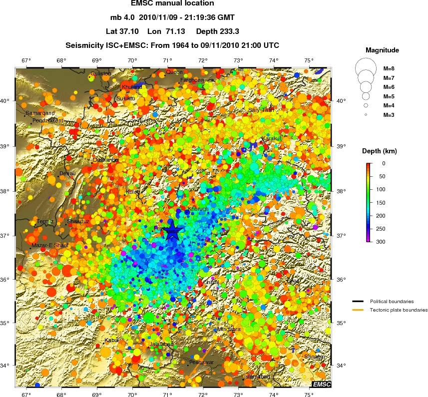 regional depth historical seismicity