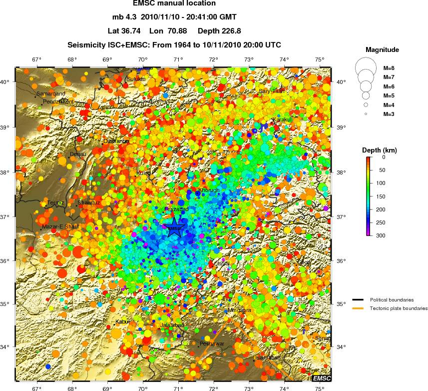 regional depth historical seismicity