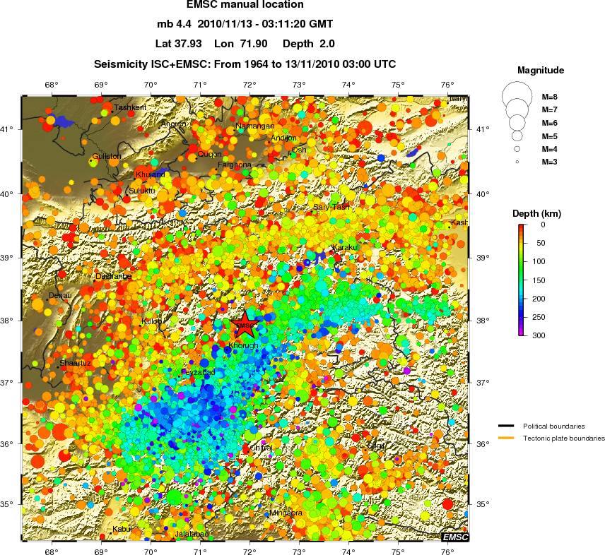 regional depth historical seismicity