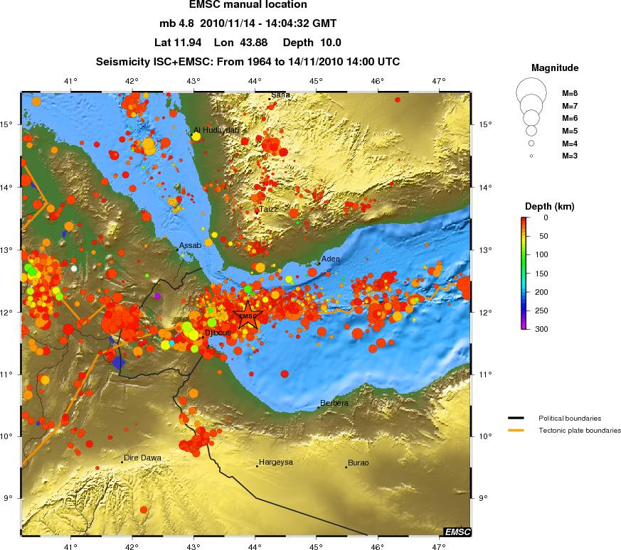 regional depth historical seismicity
