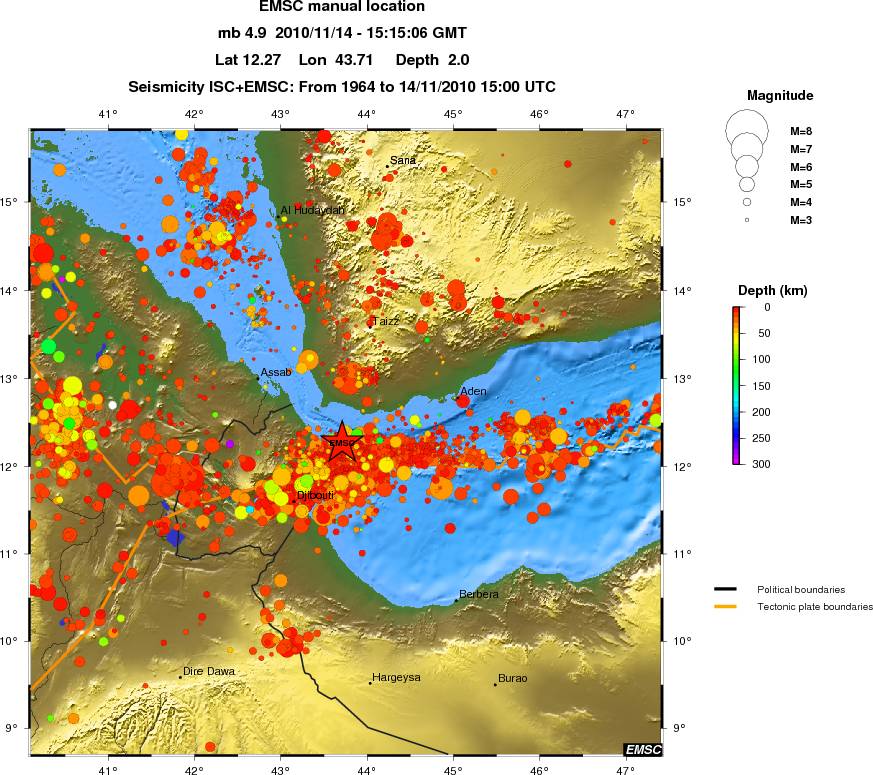 regional depth historical seismicity