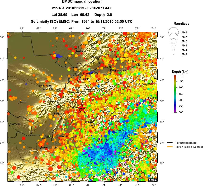 regional depth historical seismicity