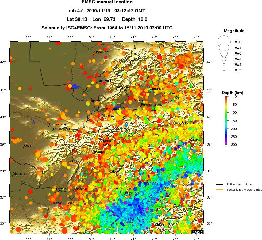 regional depth historical seismicity