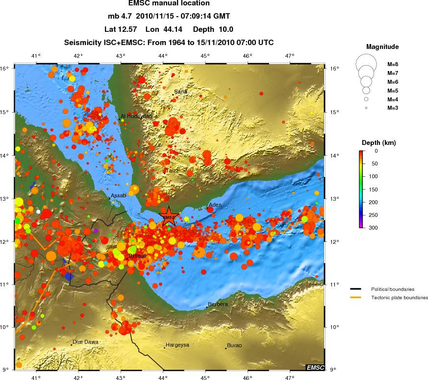 regional depth historical seismicity