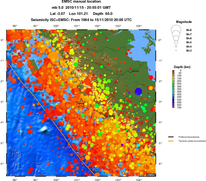 regional depth historical seismicity