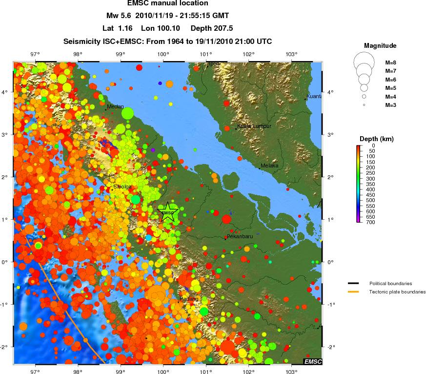 regional depth historical seismicity