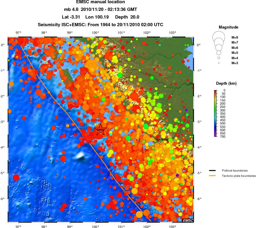 regional depth historical seismicity