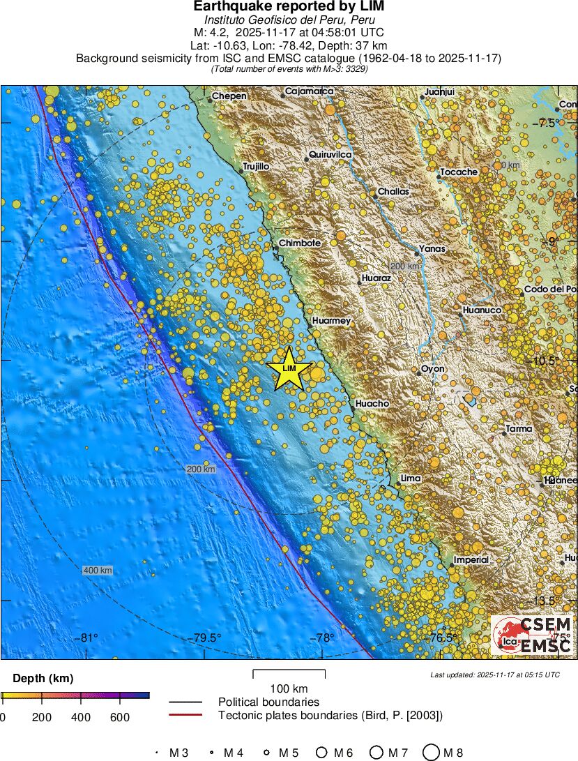 regional depth historical seismicity