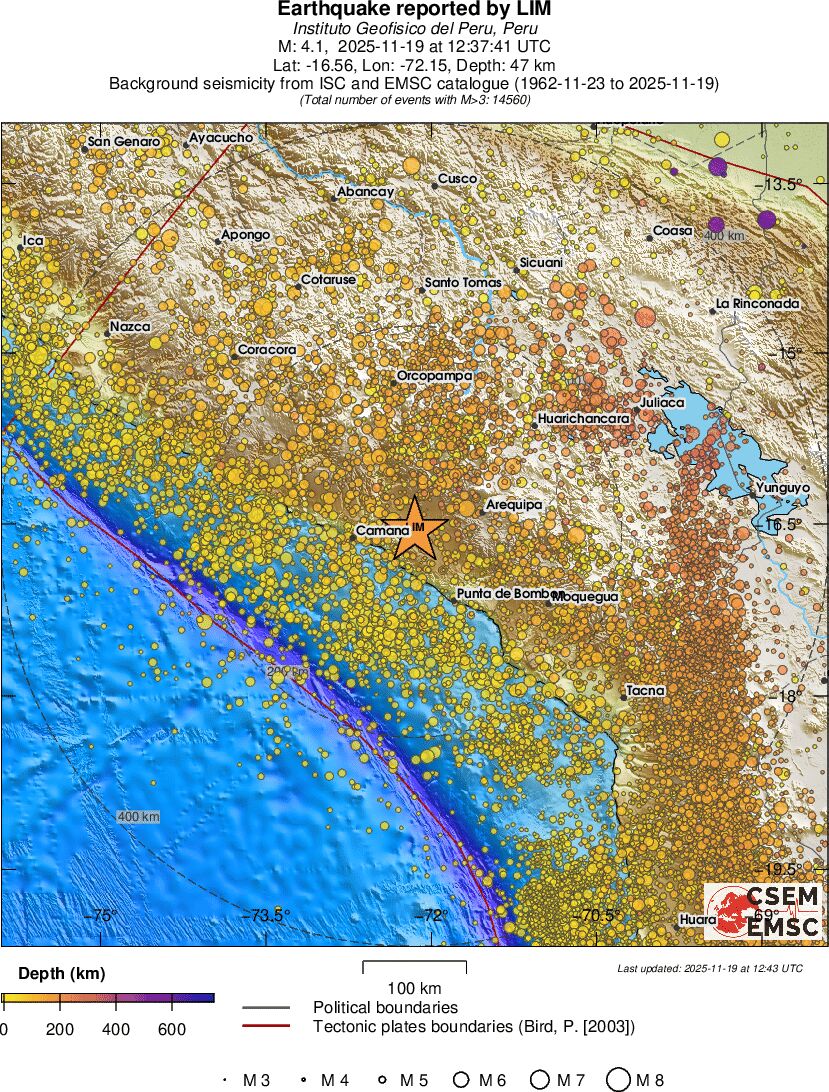 regional depth historical seismicity