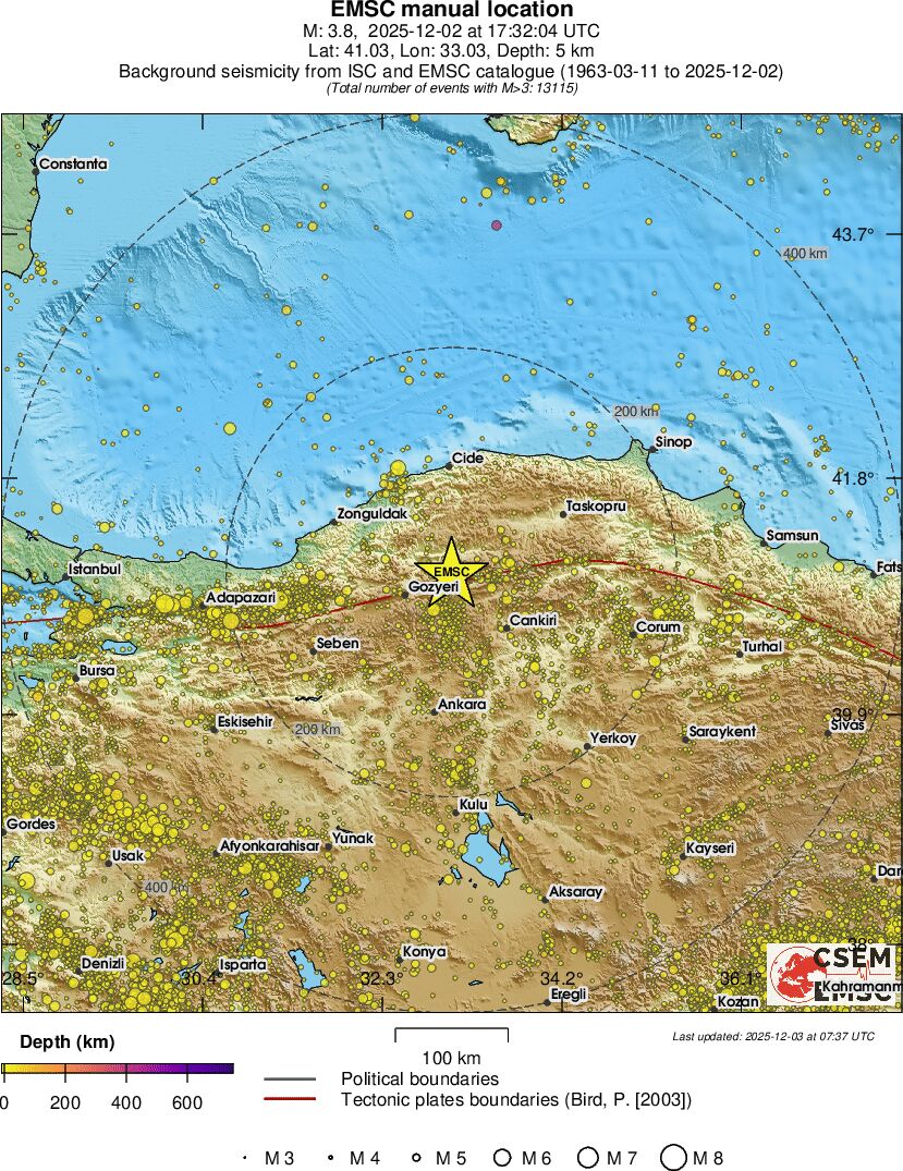 regional depth historical seismicity