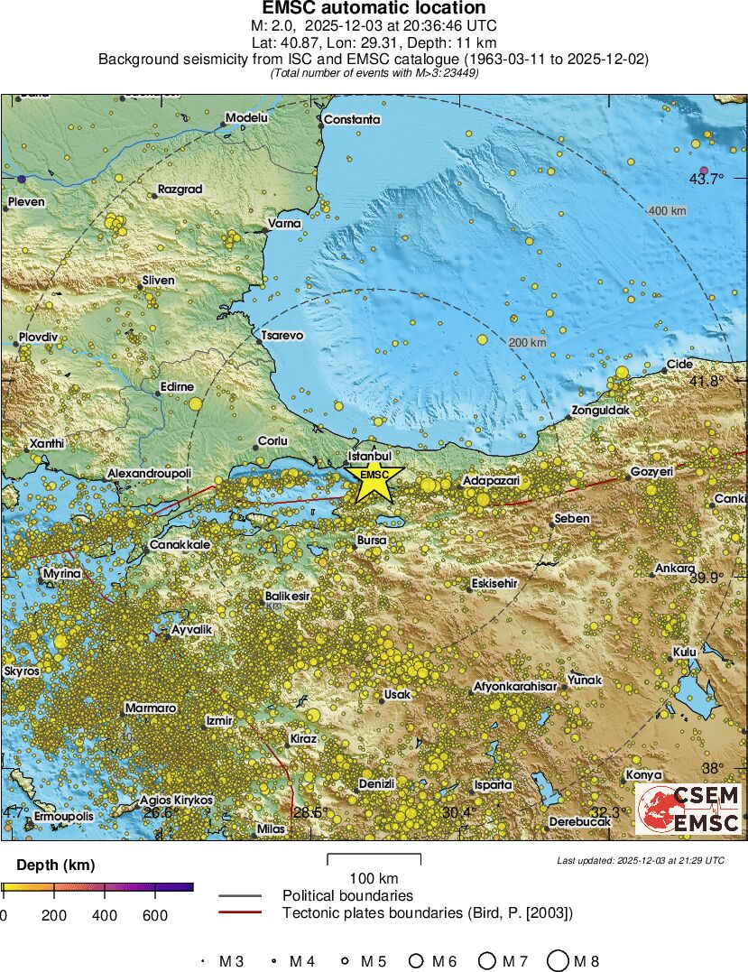 regional depth historical seismicity