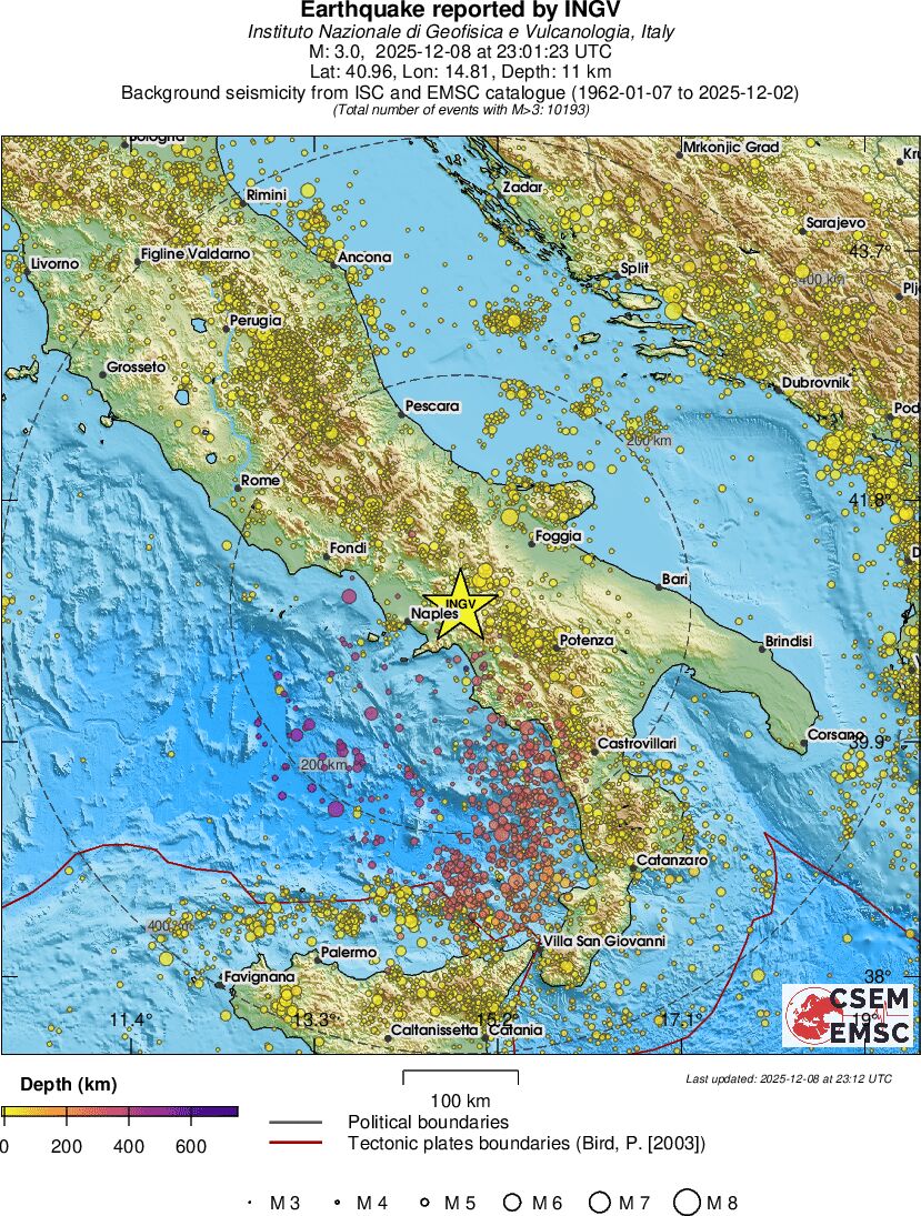 regional depth historical seismicity