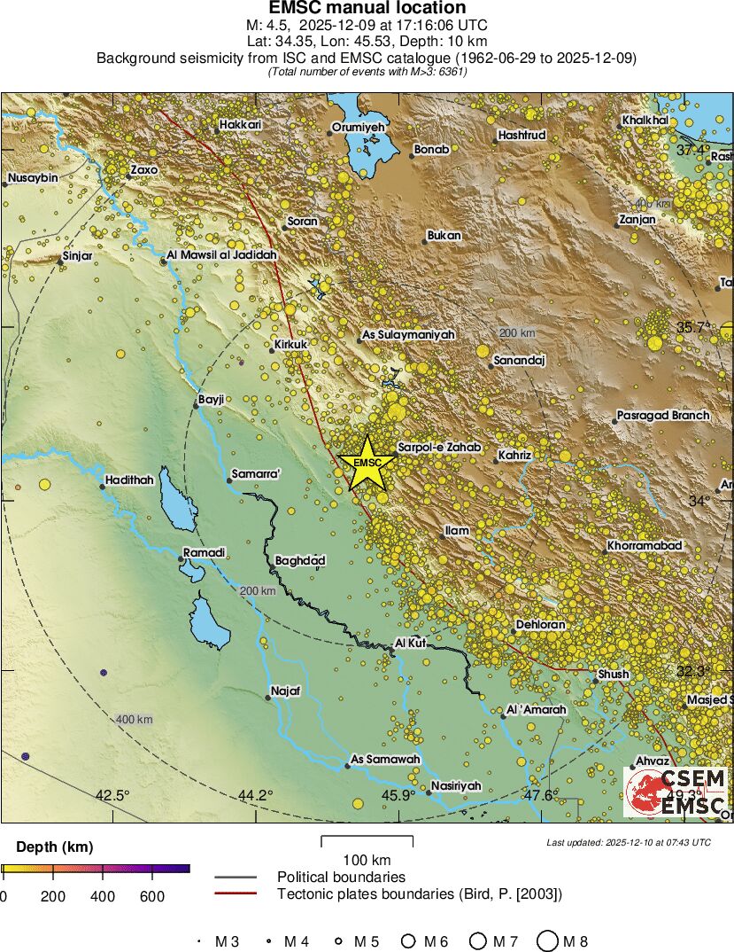 regional depth historical seismicity