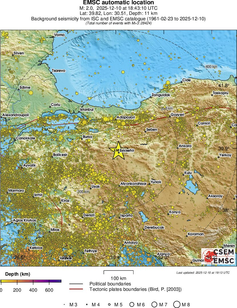 regional depth historical seismicity